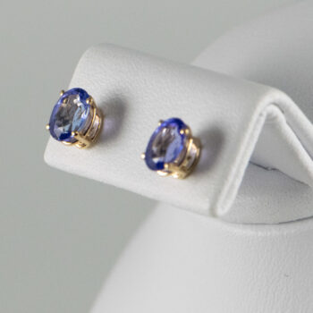 14 K Yellow G Oval Tanzanite Stud Earrings 6
