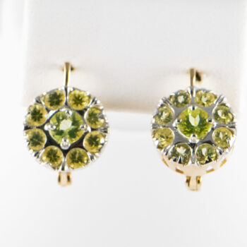 14 K Yellow G Peridot Round Stones Earrings 1