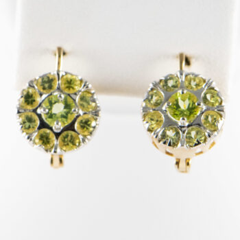 14 K Yellow G Peridot Round Stones Earrings 2