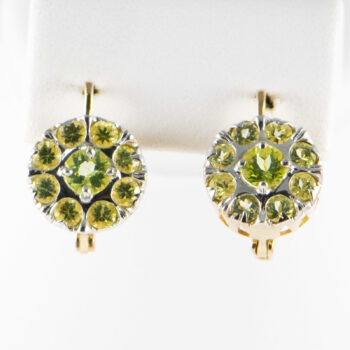 14 K Yellow G Peridot Round Stones Earrings 3