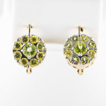 14 K Yellow G Peridot Round Stones Earrings 4