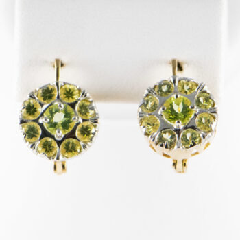 14 K Yellow G Peridot Round Stones Earrings 5