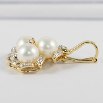 14 K Yellow G Pearls and Diamonds Pendant Enhancer 11