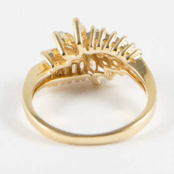 14 K Yellow Gold Diamond Ring with Marquis and Baguettes 11