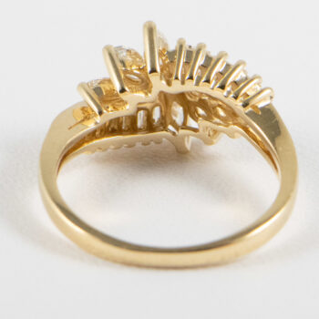 14 K Yellow Gold Diamond Ring with Marquis and Baguettes 12