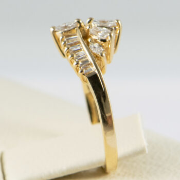 14 K Yellow Gold Diamond Ring with Marquis and Baguettes 3