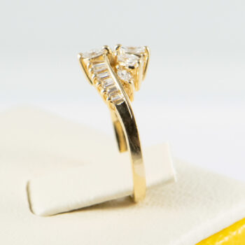 14 K Yellow Gold Diamond Ring with Marquis and Baguettes 4