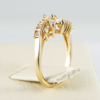 14 K Yellow Gold Diamond Ring with Marquis and Baguettes 5