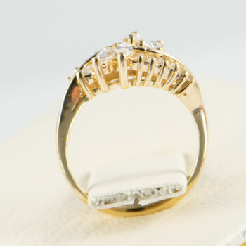 14 K Yellow Gold Diamond Ring with Marquis and Baguettes 7