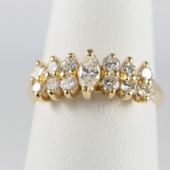 14 K Yellow Gold Marquise and Diamonds Ring 4