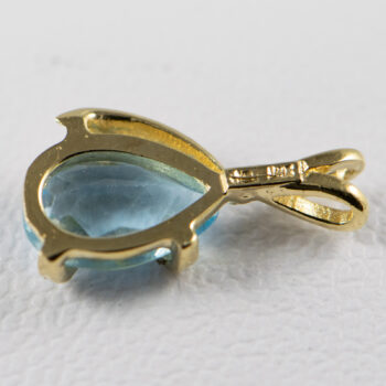 14 K Yellow Gold Pear Shape Aquamarine Pendant 8