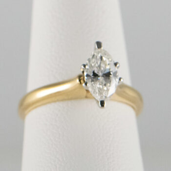 14 K Yellow Gold and Platinum Marquise Diamond 50 CT Solitary 2