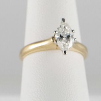 14 K Yellow Gold and Platinum Marquise Diamond 50 CT Solitary 3