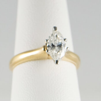14 K Yellow Gold and Platinum Marquise Diamond 50 CT Solitary 5