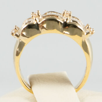 14 K Yellow Ring with Baquettes and Round Diamonds 1