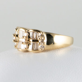 14 K Yellow Ring with Baquettes and Round Diamonds 10