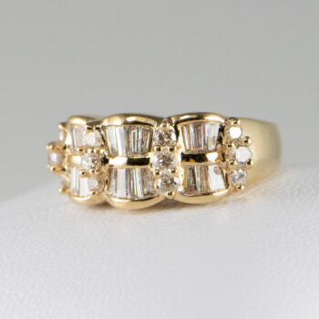 14 K Yellow Ring with Baquettes and Round Diamonds 7