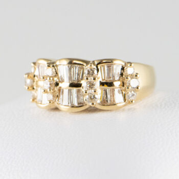14 K Yellow Ring with Baquettes and Round Diamonds 8