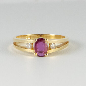 14 K Yellow Ruby Ring with 2 Diamonds 11