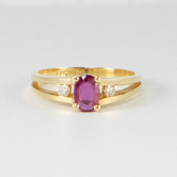 14 K Yellow Ruby Ring with 2 Diamonds 12