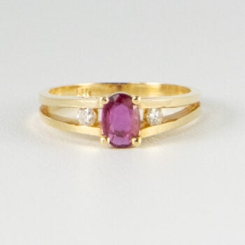 14 K Yellow Ruby Ring with 2 Diamonds 13