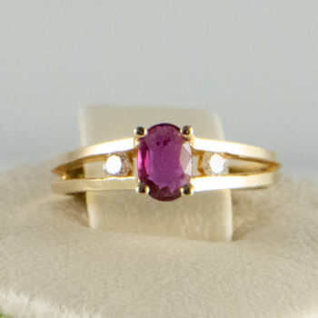14 K Yellow Ruby Ring with 2 Diamonds 2