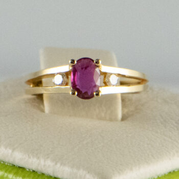 14 K Yellow Ruby Ring with 2 Diamonds 3