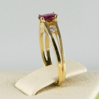 14 K Yellow Ruby Ring with 2 Diamonds 5