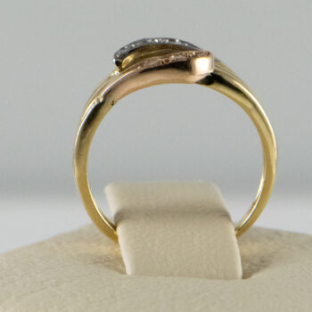 14 K Yellow Tricolor Ring with Diamonds 13