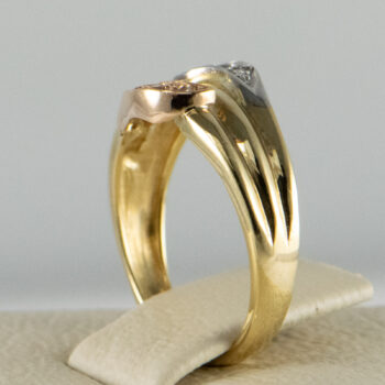 14 K Yellow Tricolor Ring with Diamonds 14