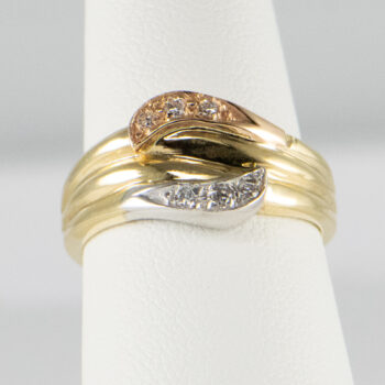 14 K Yellow Tricolor Ring with Diamonds 3