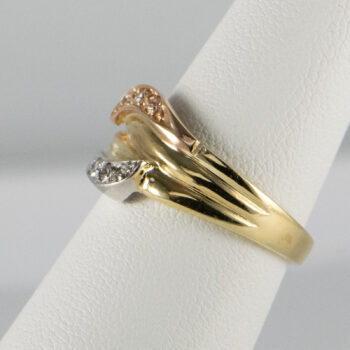 14 K Yellow Tricolor Ring with Diamonds 5