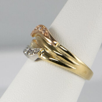 14 K Yellow Tricolor Ring with Diamonds 6
