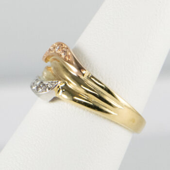 14 K Yellow Tricolor Ring with Diamonds 7