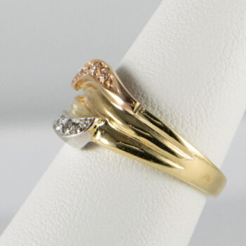 14 K Yellow Tricolor Ring with Diamonds 8
