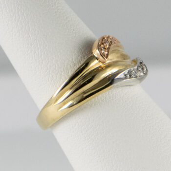 14 K Yellow Tricolor Ring with Diamonds 9
