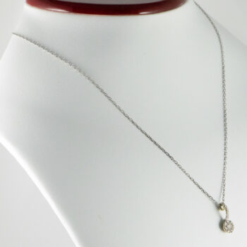 18 K Diamond Pendant with 14 K White Gold Chain 10