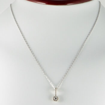 18 K Diamond Pendant with 14 K White Gold Chain 2