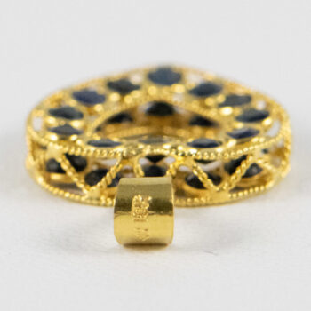 18 K Yellow G Heart Pendant with Blue Sapphires 1