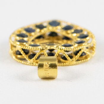 18 K Yellow G Heart Pendant with Blue Sapphires 2
