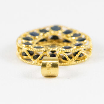 18 K Yellow G Heart Pendant with Blue Sapphires 3