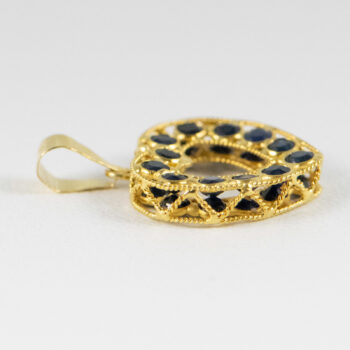 18 K Yellow G Heart Pendant with Blue Sapphires 5