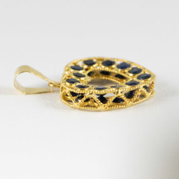18 K Yellow G Heart Pendant with Blue Sapphires 6