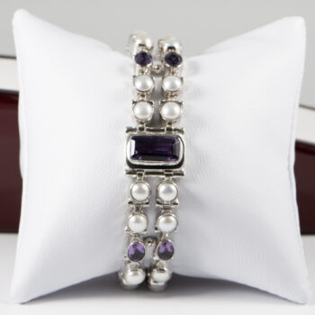 925 INDO Bracelet with Amethyst 1 2 pearls 8