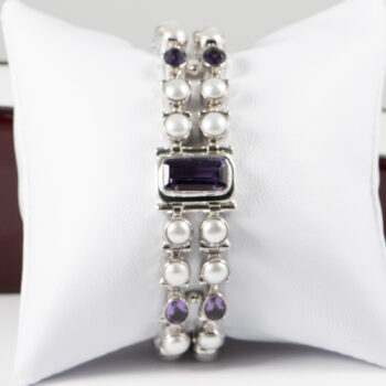 925 INDO Bracelet with Amethyst 1 2 pearls 9