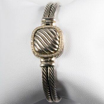 D Y Bangle 18 K Sterling Silver Diamond bezel New pic 1