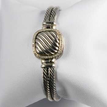 D Y Bangle 18 K Sterling Silver Diamond bezel New pic 2