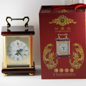 Mantel Wood Brass Clock with Moon 11