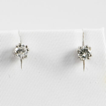 New 14 K White Gold Diamond Stud Earrings 4