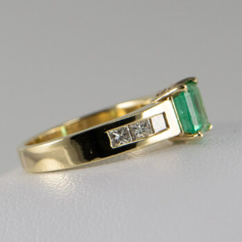New 14 K Y Emerald Ring with Princess Cut Dias 17